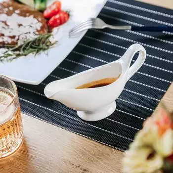 Белый керамический соусник-соусник с большим носиком для заливки, нескользящий нижний дозатор для заправок для салатов с подливой S