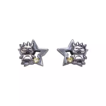 [Белый клевер] Серьги Bad Badtz Maru Sanrio Characters из серебра 925 пробы с кубическим цирконием и черным родиевым покрытием SABB30-P001BK