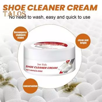 Белый крем для чистки обуви, эффективное обеззараживание, мягкий пятновыводитель, многофункциональный чистящий крем с губкой белый