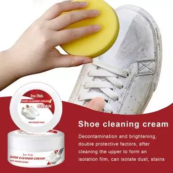 Белый крем для чистки обуви, эффективное обеззараживание, мягкий пятновыводитель, многофункциональный чистящий крем с губкой
