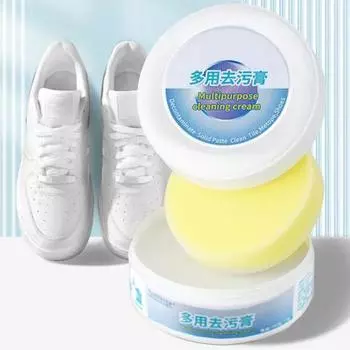 Белый крем для чистки обуви Безопасные ингредиенты Чистящая паста Простая в использовании губка синий