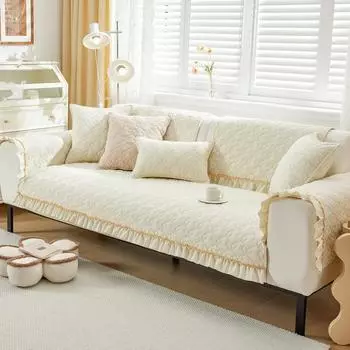 Белый кремовый стиль, зимняя деревянная плюшевая подушка для дивана, утолщенная теплая и простая кожаная ткань для диванной подушки 70*70cm