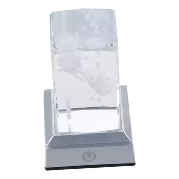 Белый кристалл Квадратный кристалл 5*5*8 см Красочный светлый орнамент 3D Роза Спальня