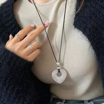 Белый кристалл смолы пустой кулон любовь черный веревка ожерелье женская простая ниша мода универсальная цепочка на шею свитер цепь