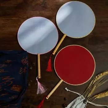 Белый круглый веер в китайском стиле, винтажные вентиляторы ручной работы «сделай сам», бамбуковый ручной веер с ручными краями, ручной веер для мероприятий, свадебных вечеринок, летних прогулок белый/жёлтый