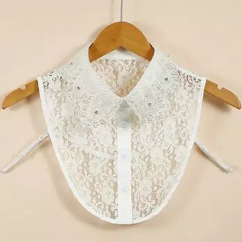 Белый кружевной ажурный воротник-подделка для женщин, блузка-рубашка, съемный воротник-рубашка, блузка с отворотом, аксессуары для одежды