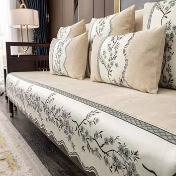 Белый кружевной диван-полотенце Подушка Роскошный китайский стиль вышивка Нескользящий чехол для дивана Гостиная Чехол для дивана Чехол Домашний декор 70x70cm 1pcs