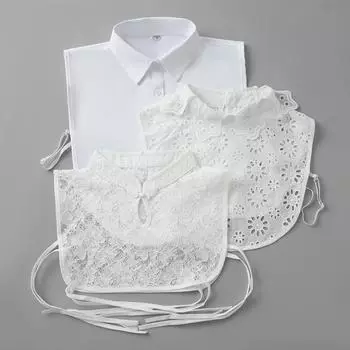 Белый кружевной накладной воротник с ажурным узором, женский универсальный накладной воротник, воротник, внутренний воротник, шифоновый кукольный воротник, украшение для свитера и рубашки