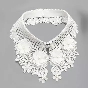 Белый кружевной воротник-подделка для женщин, элегантные съемные воротники конфетного цвета для женщин, отделанные бисером, накладные лацканы, накладные воротники, женский галстук