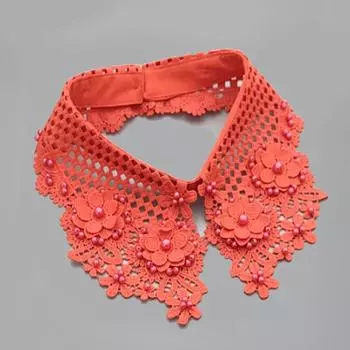 Белый кружевной воротник-подделка для женщин, элегантные съемные воротники конфетного цвета для женщин, отделанные бисером, накладные лацканы, накладные воротники, женский галстук