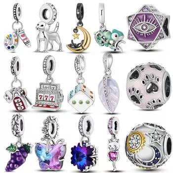 Белый кубик ангела животное ключи от машины подвески из бисера стерлингового серебра 925 пробы подходят ожерелье браслет ювелирные изделия для женщин