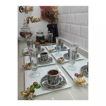 Белый квадратный поднос с бабочкой, 6 предметов