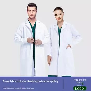 Белый лабораторный халат унисекс для студентов, врачей, медсестер, работников салонов красоты - с длинным или коротким рукавом на выбор Women s slim short sleeve, L белый