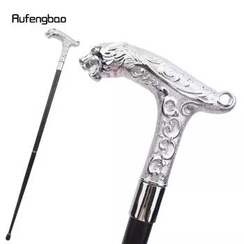 Белый леопард с хвостом, модная трость для вечеринки, декоративная трость, элегантная трость с набалдашником 93 см