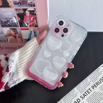 Белый Love Relif 3d чехол для телефона с милым сердечком для Iphone 13 12 Promax 14 Pro Max 11 с подставкой-держателем задняя крышка с рисунком из мультфильма Fundas for iphone 11