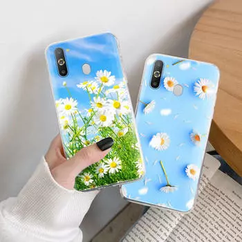 Белый маленький ромашковый чехол из ТПУ для iPhone XR 7 8 14 15 11 12 13 X XS Pro Max Xiaomi Redmi 13C Note 9 Samsung A22 S23 S24 Ultra Plus VIVO Samsung A42 5G кожа буйвола