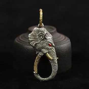 Белый медный слоновьи зубы, автомобильный брелок, креативный кулон с пряжкой, ретро-брелок 1pcs