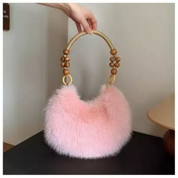 Белый мех осень/зима новый нишевый товар с рисунком под дерево маленькая сумка-облако в виде пучка