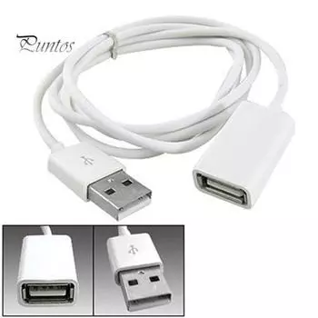Белый металлический USB 2.0 из ПВХ, удлинительный кабель-адаптер «папа-мама», длина 1 м, 3 фута