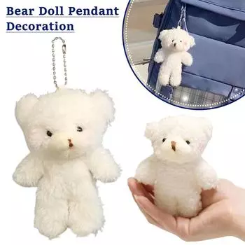 Белый милый румяный плюшевый мишка брелок сумка кулон плюшевый сезон/Рождество/новый медведь мода на Yea L4W8 White-1pcs