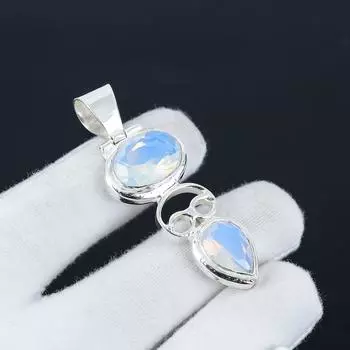 Белый молочный опал кулон ювелирные изделия ручной работы ожерелье из стерлингового серебра 925 пробы белый молочный опал достойный драгоценный камень ювелирные изделия кулон подарок для него 2.36 белый