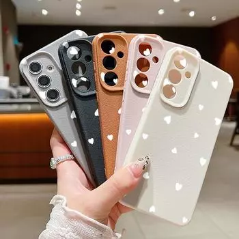 Белый мягкий силиконовый чехол Love Hearts для Samsung S24 S22 Ultra Plus S23 S21 S20 Fe A55 A54 A53 A52 A35 A34 A15 A16 однотонный ударопрочный тонкий чехол Samsung S24 чёрный