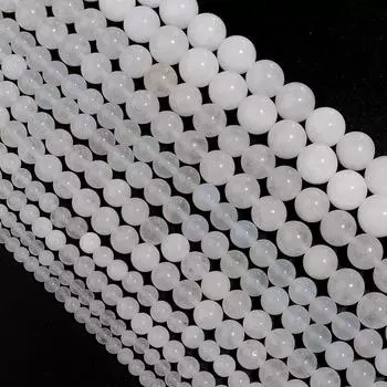Белый мрамор, круглые бусины из натурального камня для изготовления ювелирных изделий, браслет-подвеска «сделай сам», 15 дюймов, нить 4/6/8/10/12 мм Dia 4mm