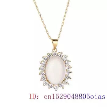 Белый нефритовый кулон с каплей воды, халцедон, серебро 925 пробы, ожерелье с подвеской, драгоценный камень, женские украшения, амулет, кристалл, циркон, натуральная мода 45cm