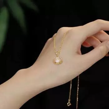 Белый нефритовый замок Руйи из цедонии, женское ожерелье в китайском стиле, легкие необычные мысли, цепочка на ключицу с замком долгой жизни Aoka Cloud