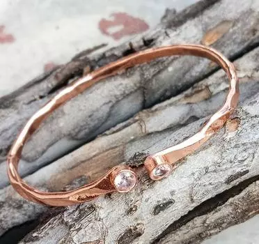 Белый ограненный топаз ручной работы антистрессовый регулируемый медный браслет ювелирные изделия TILT-166 M белый