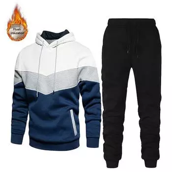 Белый осенне-зимний новый стиль комплект из двух предметов толстовка с капюшоном + брюки мужской спортивный костюм спортивные костюмы повседневная уличная одежда мужские наряды спортивные костюмы спортивный костюм комплект S белый