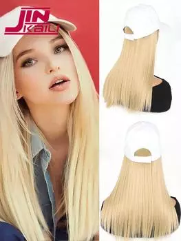 Белый парик бейсбольной кепки, прямой синтетический парик шляпы 14 дюймов, термостойкое удлинение парика шляпы, регулируемый парик шляпы для женщин