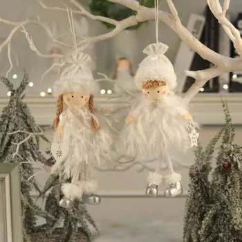 Белый перьевой ангел кулон мультяшный мальчик девочка кукла кулон с пентаграммой сердце в руке праздничные украшения