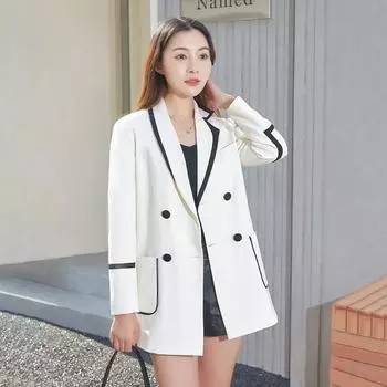 Белый пиджак для женщин, весна и осень, новая корейская версия, свободная фактура, повседневный верх для костюма Niche S белый