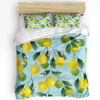 Белый пододеяльник с принтом вишни, наволочка, домашний текстиль, пододеяльник, для мальчика, ребенка, подростка, девочки, роскошный комплект постельного белья из 3 предметов EU single(135x200cm)