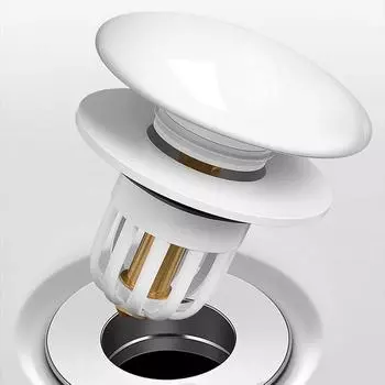 Белый пресс-типа сливной фильтр для ванной комнаты латунный сердечник отскока универсальная керамическая заглушка для раковины с водой