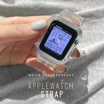 Белый прозрачный силиконовый ремешок для Apple Watch 38/40mm белый/прозрачный