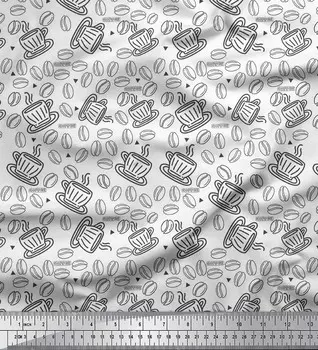 Белый японский креп-сатин Soimoi, кофейная пищевая ткань с принтом на метр, 42 дюйма 42 Inch Wide - Poly Crepe белый