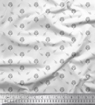 Белый японский креп-сатин Soimoi с принтом в виде листьев и лотоса на ткани размером 42 дюйма по метрам 42 Inch Wide - Cotton Voile белый