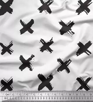 Белый японский креп-сатин Soimoi, ткань для рукоделия с абстрактным принтом и мазками, 42 дюйма по метрам 42 Inch Wide - Cotton Voile белый