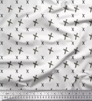 Белый японский креп-сатин Soimoi, ткань с крестом и геометрическим декором, ткань с принтом, 42 дюйма 42 Inch Wide - Cotton Voile белый