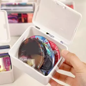Белый ящик для хранения, штабелируемый органайзер для хранения всякой всячины с крышкой, пылезащитный чехол для хранения канцелярских принадлежностей, держатель для домашней организации