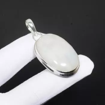 Белый Радужный Лунный Камень Драгоценный Камень Кулон Ручной Работы Стерлингового Серебра 925 Натуральный Лунный Камень Pendnat Овальный Дизайн Кулон Лунный Камень Ювелирные Изделия Для Подарков 2.16 белый