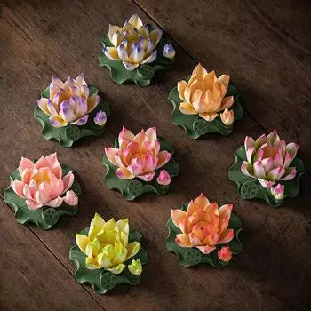 Белый Розовый Лотос Подставка для курильницы для офиса Чайный домик Керамическая подставка для ароматерапии Курильница Подставка для благовоний Буддийский