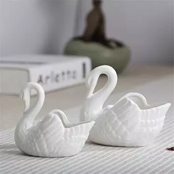 Белый Розовый Синий лебедь Керамические украшения Украшения Настольный ящик для хранения Чайные свечи Подсвечник Цветочный горшок Домашний декор Мебель Small 9.5x7.5cm