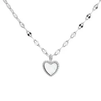 Белый рябчик Любовное ожерелье Холодный ветер Легкая роскошь Цепочка для губ Кулон в виде сердца Цепочка на ключицу Цепочка для свитера для девочек Copper