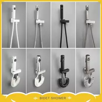 Белый ручной распылитель для туалета Mate Bidet, набор для ванной комнаты, настенный латунный угловой клапан, распылитель для туалета высокого давления из ABS