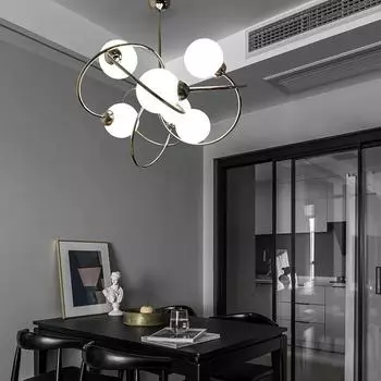 Белый шар стеклянный потолочный светильник хромированный современный светодиодный светильник баухаус минималистские люстры подвесные светильники домашний декор для гостиной Warm White
