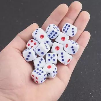 Белый шейкер для игральных костей 14# с цветными красными и синими точками для развлечений KTV 16mm