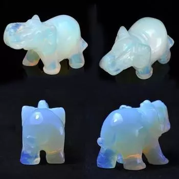 Белый Шри-Ланка Лунный камень Ручная работа Слон Опал Орнамент из драгоценных камней Ремесло Пресс-папье Рождественский подарок